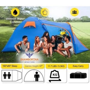 4 -7 Persons Family Camping Tent With Detachable part For Extra Storage 215*215*170*100*100 cms