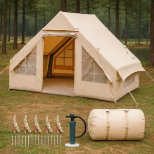 Inflatable Camping Tent with Pump – Easy Setup Glamping Tent Experience effortless outdoor living with this inflatable camping tent designed for quick setup and luxury comfort. Perfect for glamping,