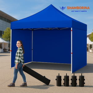 Shamborina Heavy Duty Canopy Tent With Sidewalls 3mtrs By 3mtrs/Gazebo Tent +Carry Bag With Wheels +4 Sandbags - (40mm Thickness Steel Grill,420D Polyester Oxford)