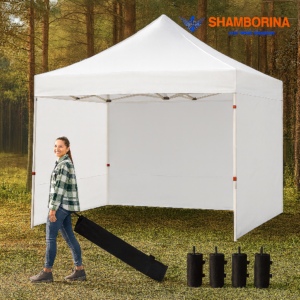 Shamborina Heavy Duty Canopy Tent With Sidewalls 3mtrs By 3mtrs/Gazebo Tent +Carry Bag With Wheels +4 Sandbags - (40mm Thickness Steel Grill,420D Polyester Oxford)
